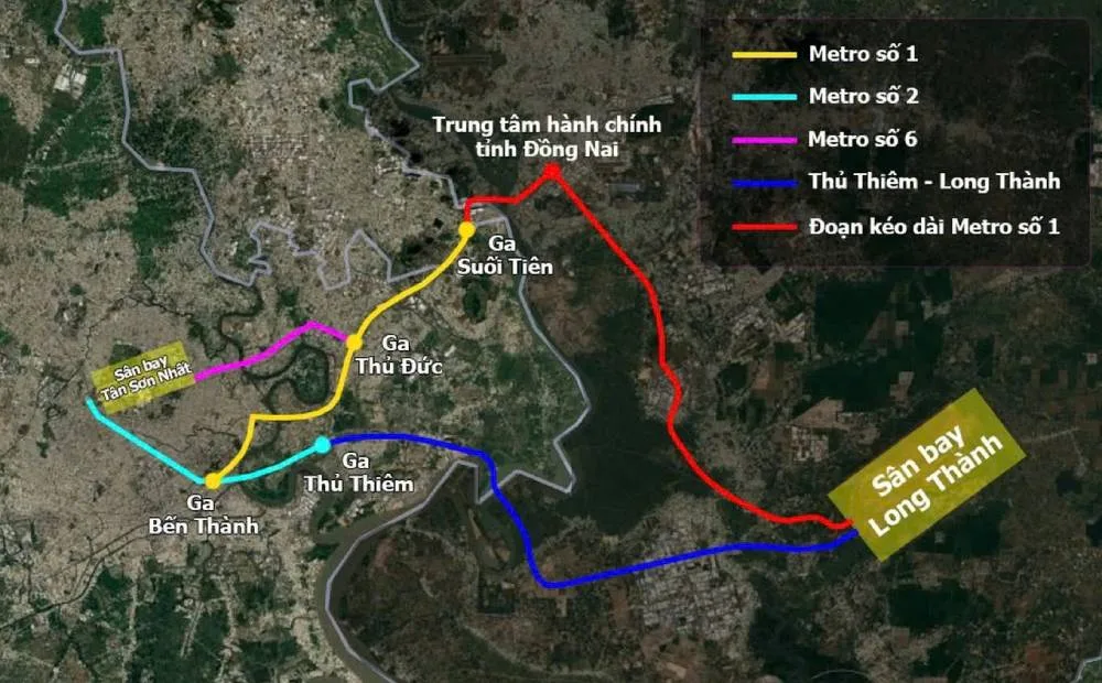 Metro hơn 41km kết nối thẳng sân bay Long Thành